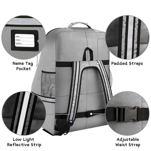 SINVICKO Backpack Car Seat Travel Bag,Padded Car Seats with Steel Cable Handle and Reflective Stripes, Large Durable