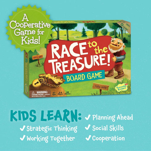 Peaceable Kingdom Race to the Treasure! Cooperative Path Building Game for 2 to 4 Kids, Ages 5+