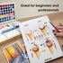 TIKSPCAE Set,100 Watercolor Paint Colors in Nature Bamboo Box,Portable Water Colors Kit with Papers and Brush
