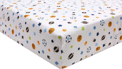 Generic 3 Pack 28x52 Inches, Sports Crib Fitted Sheet -Sports Theme Baby Sheets for Standard Crib and Toddler