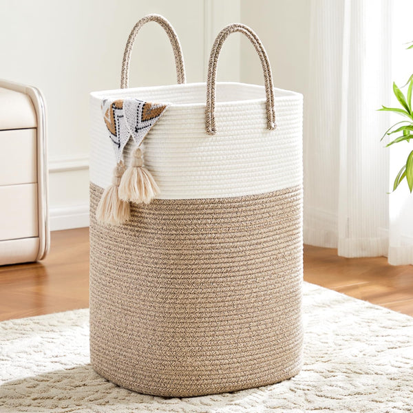 Laundry Basket,Woven Cotton Rope Laundry Hamper,Versatile Storage for Dirty Clothes,Baby Toys,and Blankets