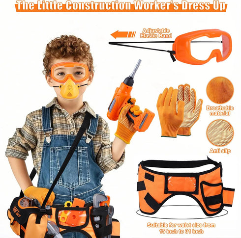 Set,MAGIC4U 52PCS Set 3-8 Kids Tool Toddler Tool with Electric Drill Toy & Kids Tape Measure, Pretend Play Construction