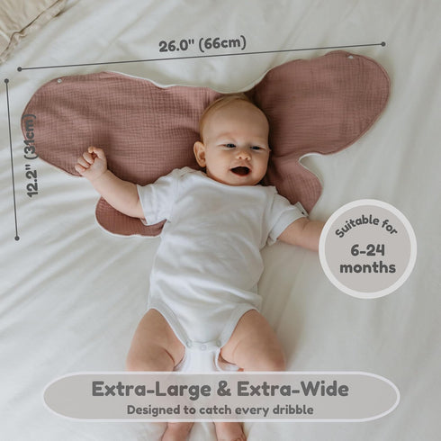 2-in-1 3-Layer, 26x12, (Pack 2, Burp Cloth to Bib, Water-Resistant XL Cotton Muslin Soft & Absorbent of Clay