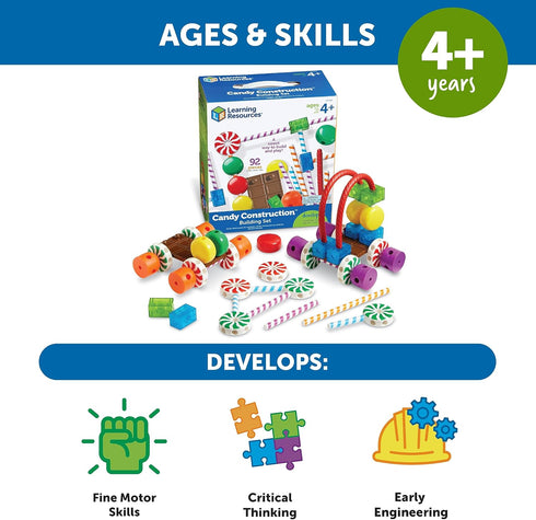 Learning Resources Candy Construction Building Set, 92 Pieces, Toddler Learning Toys, Ages 4+