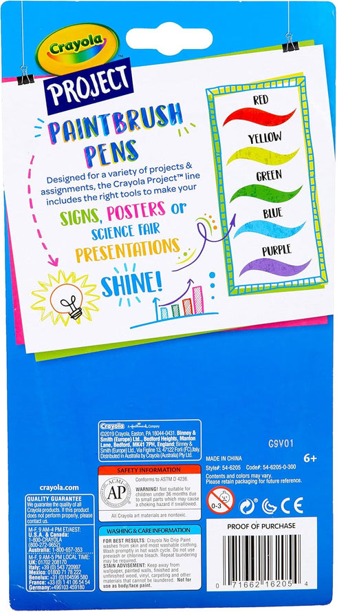 Crayola Washable No Drip Paint Brush Pens, Paint Set for Kids, 5 Count