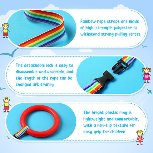 Berlune 36 Pack Toddlers Walking Ropes, Colorful Line and Safety Loops for Preschool, Detachable Transition Rope