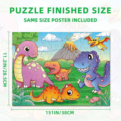 100 Nattork Jigsaw Puzzles Pieces for Kids Youth Dinosaur Puzzle - Pieces Fit Together Perfectly