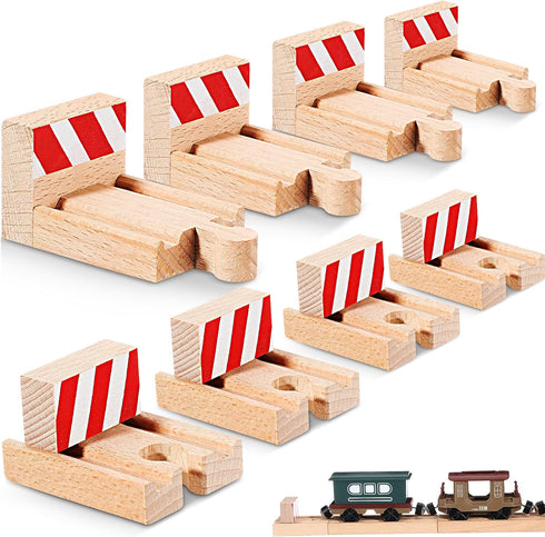 Liliful 8 Pieces Wooden Train Track Bumpers, Male and Female Bumpers Wooden
