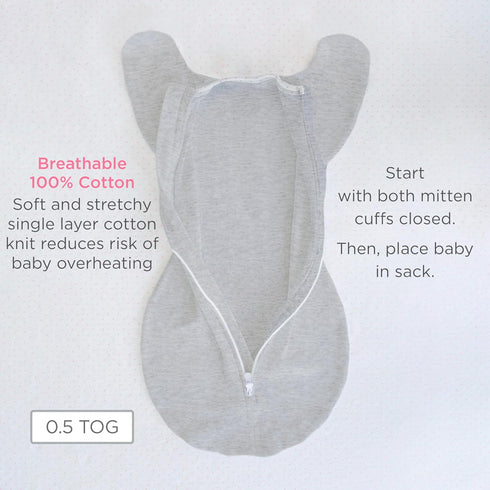 0-3 6-14 lb, SwaddleDesigns Transitional Swaddle Sack, Arms Up Half-Length Sleeves & Mitten Cuffs, Swaddle for Newborn