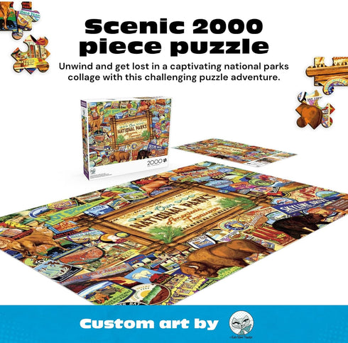 2000-Piece Buffalo Games Jigsaw Puzzle Our National Parks Collage by Kate Ward Thacker Puzzle for Adults, Includes