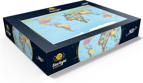 MyPuzzle Color World Map - Premium 500 Piece Jigsaw Puzzle for Adults, Borders, Countries, Roads, Cities