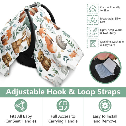 Mazeann Retro Forest Animal Car Seat Cover Baby Breathable Soft Infant Carseat Covers Canopies Babies Carrier Covers
