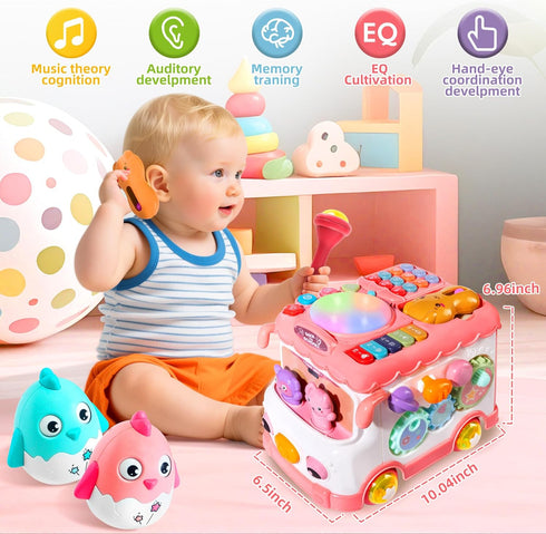 iFaveorr 1 10-in-1 6-12 12-18 1-2, 1st Toys for Year Old Girl Gifts, Montessori Toys Bus for Baby Months, Educational