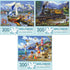 Set 300 18" 24" Bits and Pieces Value of Three Piece Jigsaw Puzzles for Adults Old Steam Train, Flying High, Bon Voyage