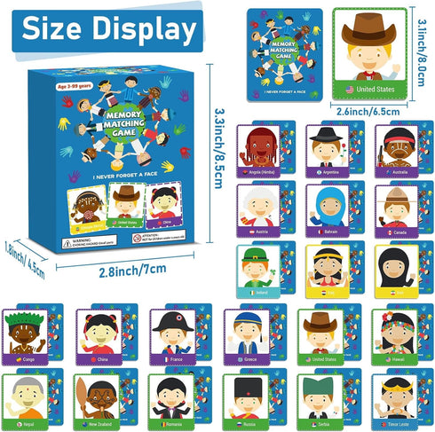 gisgfim 50 Pairs Memory Matching Game, Never Forget a Face Concentration Games