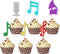 Rsstarxi 24 Pack Cupcake Toppers Glitter Microphone Musical Symbol Cupcake Picks Rock Music