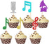 Rsstarxi 24 Pack Cupcake Toppers Glitter Microphone Musical Symbol Cupcake Picks Rock Music