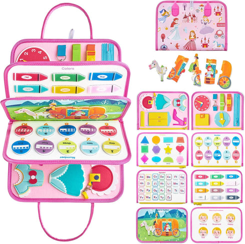 Freebear Busy Board Toddler Travel Toys Quiet Book Sensory Board for Toddlers