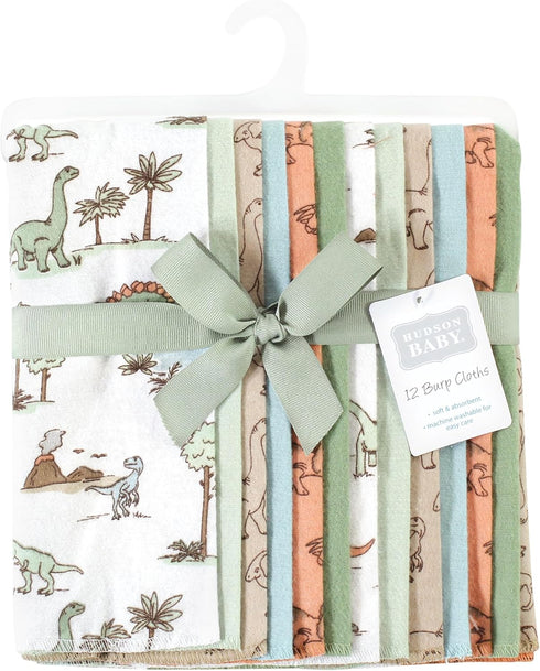 Hudson Baby Unisex Baby Cotton Flannel Burp Cloths Bundle, Dinosaur Adventures, One Size by Hudson Baby