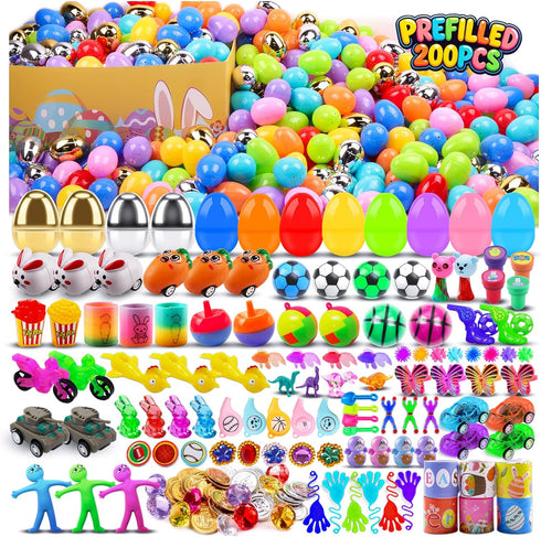 KissFuture 200 PCS Prefilled Easter Eggs with Toys Inside, Easter Eggs Filled