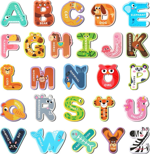 Magnetic Letters, 26 Animal Alphabet Magnets, Fun Preschool Learning Toy, Large Fridge