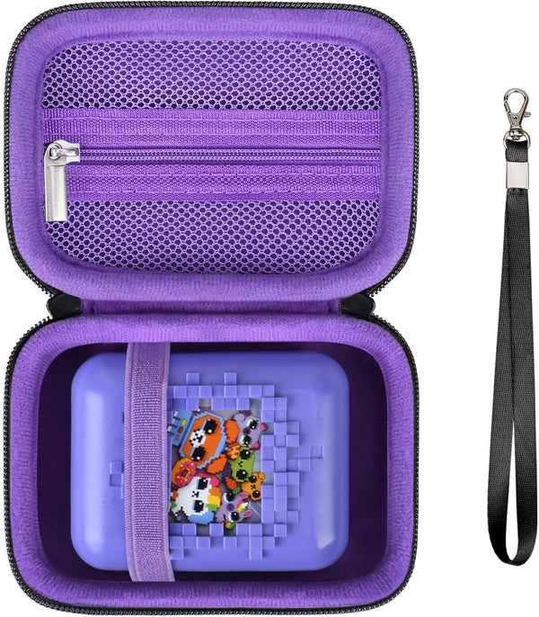 Hard Carrying Case for Bitzee Interactive Toy Digital Pet, Black+Purple Protective Storage Case with Zipper Pocket