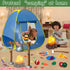 MITCIEN Kids Play Tent with Campfire, Oil Lantern with Sound, Cut Up Fruits, Marshmallow, Pretend Camping Toys for 3-6+