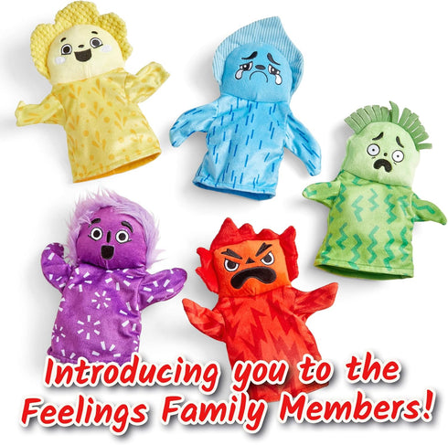 hand2mind Feelings Family Hand Puppets, Emotions Toys, Dramatic Play Therapy Toys for Counselors, Social Emotional