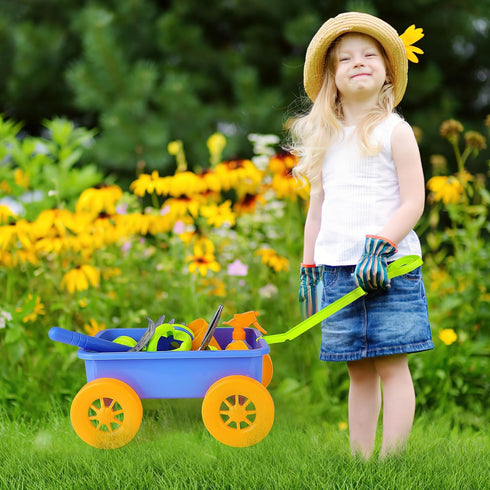 Wheelbarrow Set 10 4 Set deAO Kids Garden Wagon and Gardening Tools Play Includes Accessories and Plant Pots,Great