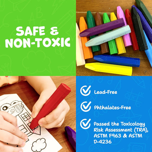 1-3 16pc 4-8 1-3 2-4 Jumbo Crayons For Toddlers - Toddler Crayons For Kids Ages - With Printed & PDF Crayon Color