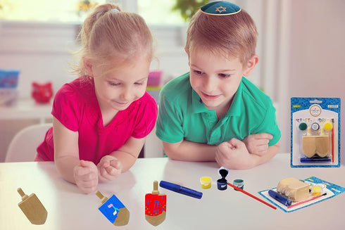Craft-A-Dreidel Kit by The Dreidel Company, Create Your Own Custom Dreidel, Includes 2 Wooden Dreidels and Glitter