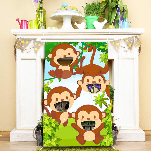 Blulu Jungle Safari Animals Bean Bag Toss Games - 3 Bean Bags, Safari Theme Party Games Decoration for Family Fun