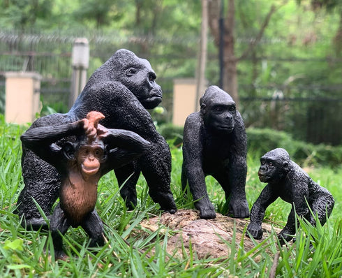 Gemini&Genius King Kong Toys, Safari Animal Toys Gorilla Family Figurines, Wildlife World Action Figure, Backyards Garden Flowerpot Room Decoration, Cup Cake Toppers for Ages 3 Years Old & Up Kids