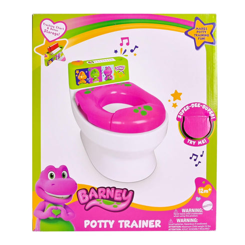 Barney Potty Trainer, Floor Potty Chair with Sounds, Removable Toilet Topper, Tracking Chart & Storage for Toddler