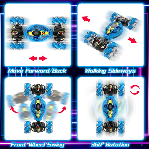 Gesture Sensing RC Stunt Car, 2.4GHz Remote Control Toys with Light Music, 360° Rotation for Kids Age 3-8