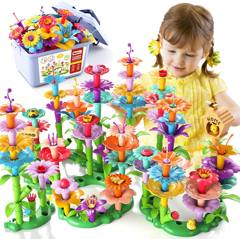 Garbo Star 148PCS 3 4 5 6 3 4 5 3-5 Flower Garden Building Toys for Year Old Girls, Educational Activity Preschool