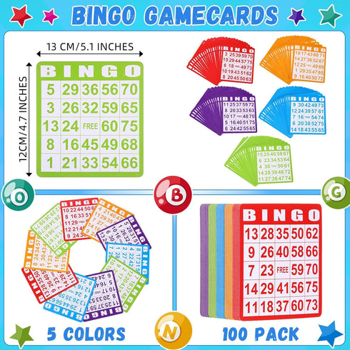 Set Night(0.5 oz) Crtiin Assorted Colors of Bingo Game Cards and Daubers Includes Bingo Paper Game Cards and Dot