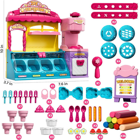 Beby Buty 80 Set 3 4 5 6 3-5 4-8 Ice Cream Toys Air Dry Clay Kit for Kids, PCS Ice Cream Shop Food Toys for Girls Years