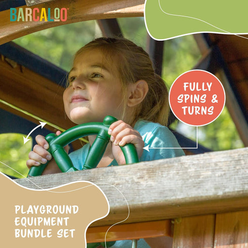 Playground Accessories for Kids - Pirate Telescope, Steering Wheel & Safety Handle Bars for Outdoor Playsets