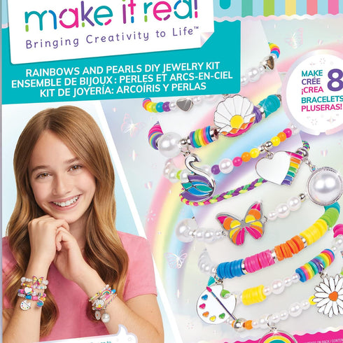 Make It Real: Rainbows & Pearls DIY Jewelry, 8 Fashionable Bracelets with 598 Pieces, Kids Ages 8+