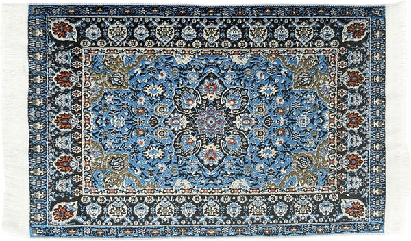 EMiEN Blue Floral Print Vintage Woven Carpet Rug Blanket Miniature Ornament Kits,Miniature