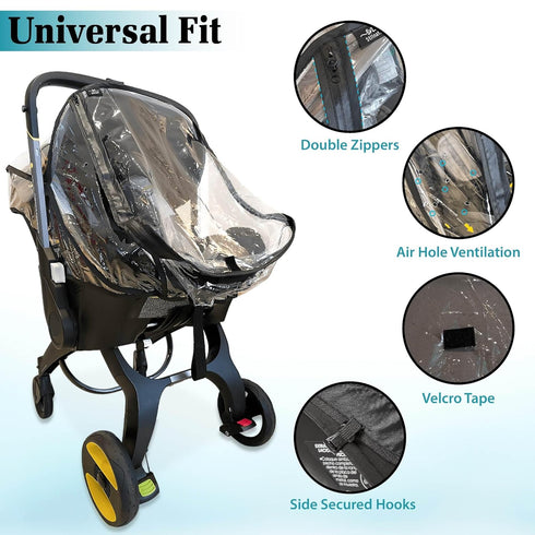 Car Seat Rain Cover, Universal Baby Stroller Accessory for Any Car Seat, Waterproof Protection from Dust and Snow