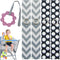 Toy Saver Strap Holder Leash Secure Accessories - Gray Chevron/White Dots, 4pc