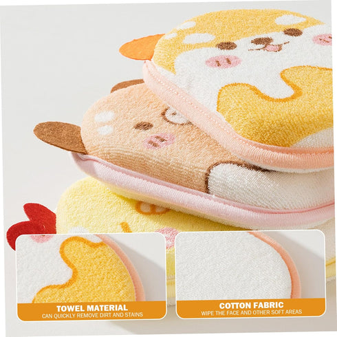 Generic 3Pcs Baby Washcloths Super Absorbent Soft Wash Mitt Cute Cartoon Animal Gentle Scrub for Baby Toddler Kids Bath