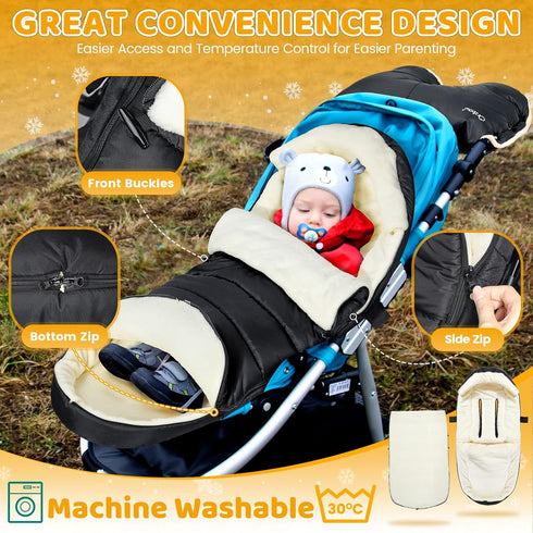 Cozy IvyWind Stroller Footmuff, Baby Winter Stroller Bunting Bag with Removable Zipper, Universal Warm Sleeping Bag