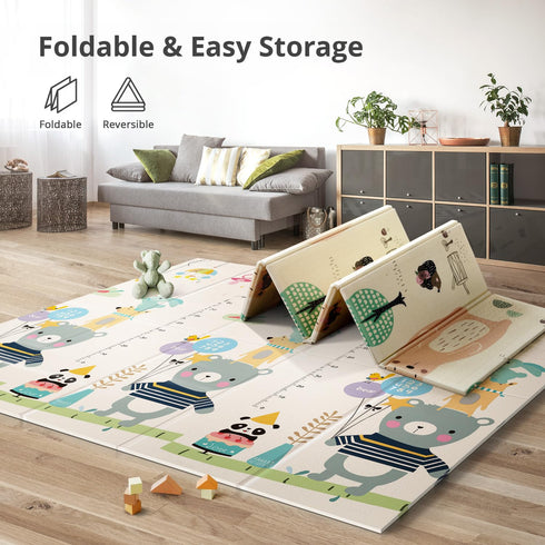 Mat,79"x 71" Tummy UANLAUO Baby Play Large Mat for Floor,Reversible Floor Mat,Foam Thick&Waterproof,Foldable Playmats