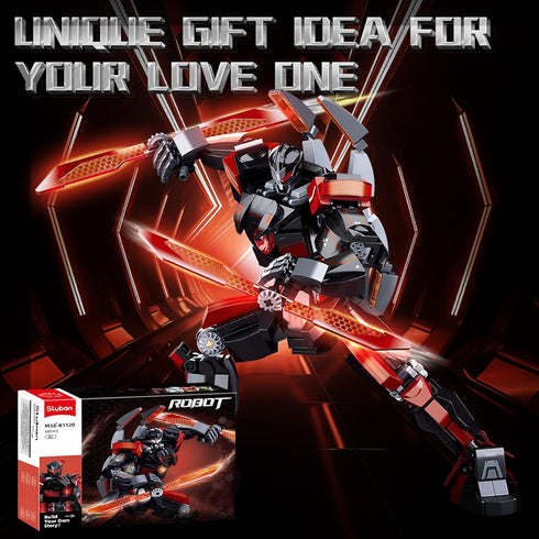 Set, 8+ Set, 585 Sluban Mech Building Samurai Building Toy for Adults, Robot Figure Toys Gifts for Age Kids and Adults