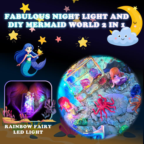 2.2lbs 3 4 5 6 7 8 GAIETYDIY Mermaid Sensory Bin for Girl, Magic Sand Art Kit with LED Light, Sensory Sand, Ocean Sea