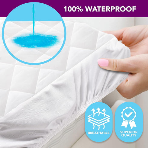 Venneti Crib Mattress Cover - Cotton Waterproof Mattress Protector - Premium Quality Hypoallergenic and Breathable