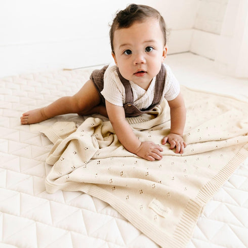 (30x40, MakeMake Organics Organic Baby Blanket GOTS Certified Organic Cotton Baby Blanket Newborn Pointelle Knit